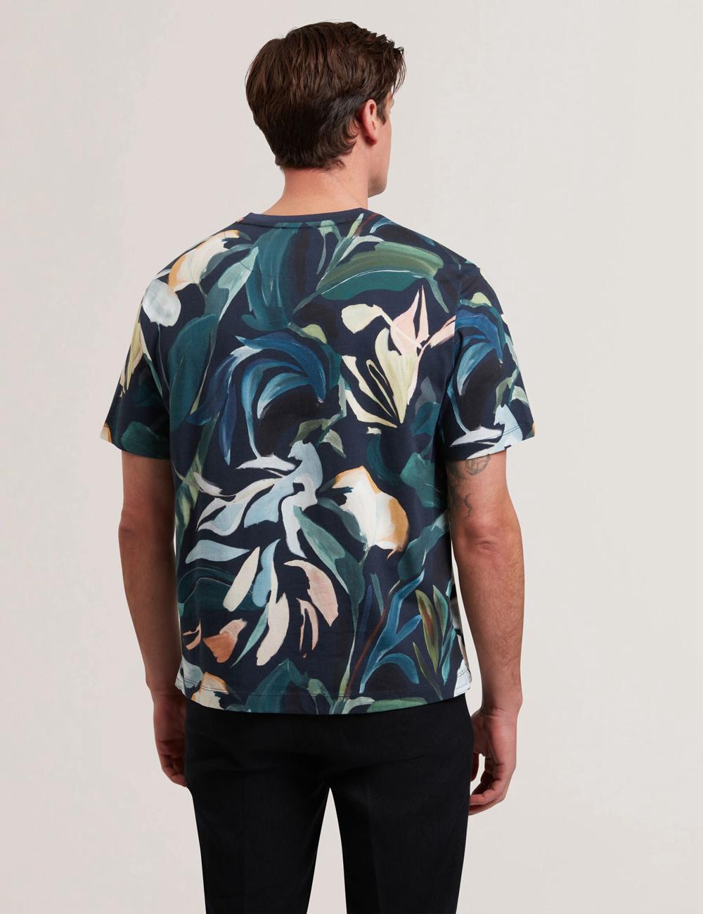 Men Ted Baker ALMOI - Floral Print Pure Cotton T-Shirts Black | Australia  09764-YIUB