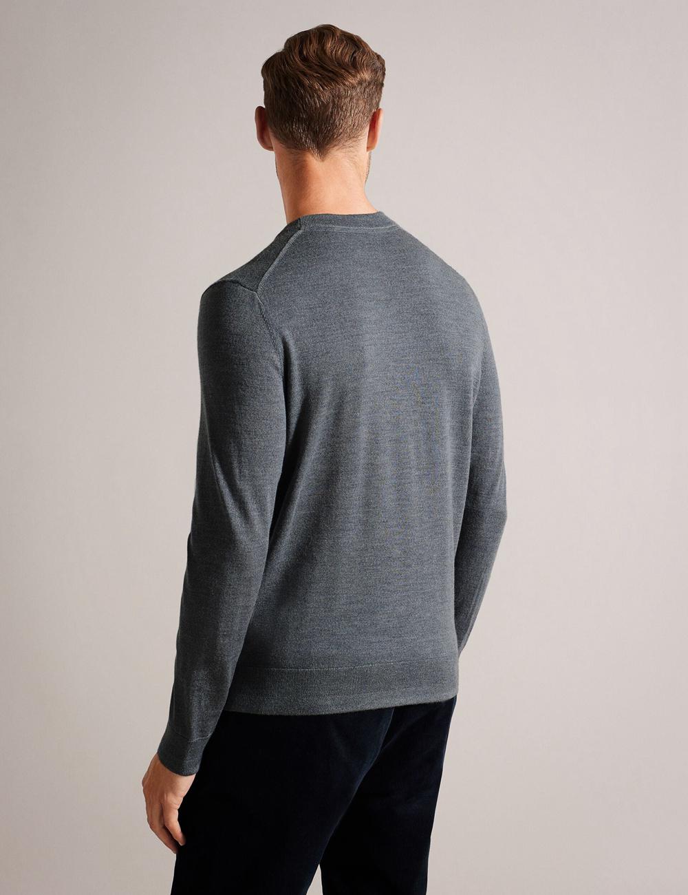 Men Ted Baker CARNBY - Pure Wool Crew Neck Jumpers Charcoal | Australia  95674-ENIJ