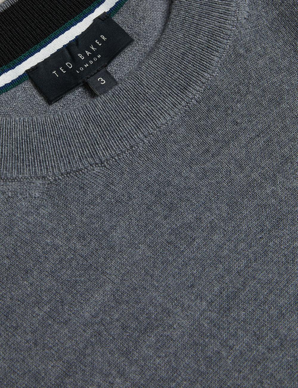Men Ted Baker CARNBY - Pure Wool Crew Neck Jumpers Charcoal | Australia  95674-ENIJ