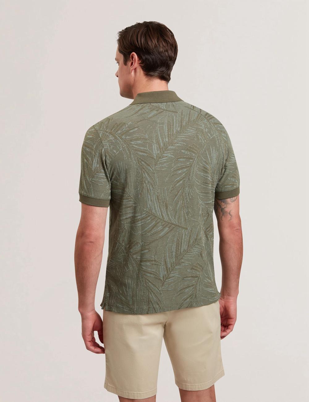 Men Ted Baker EDWINE - Leaf Print Short Sleeve Polos Shirts Khaki | Australia  12974-CIYF