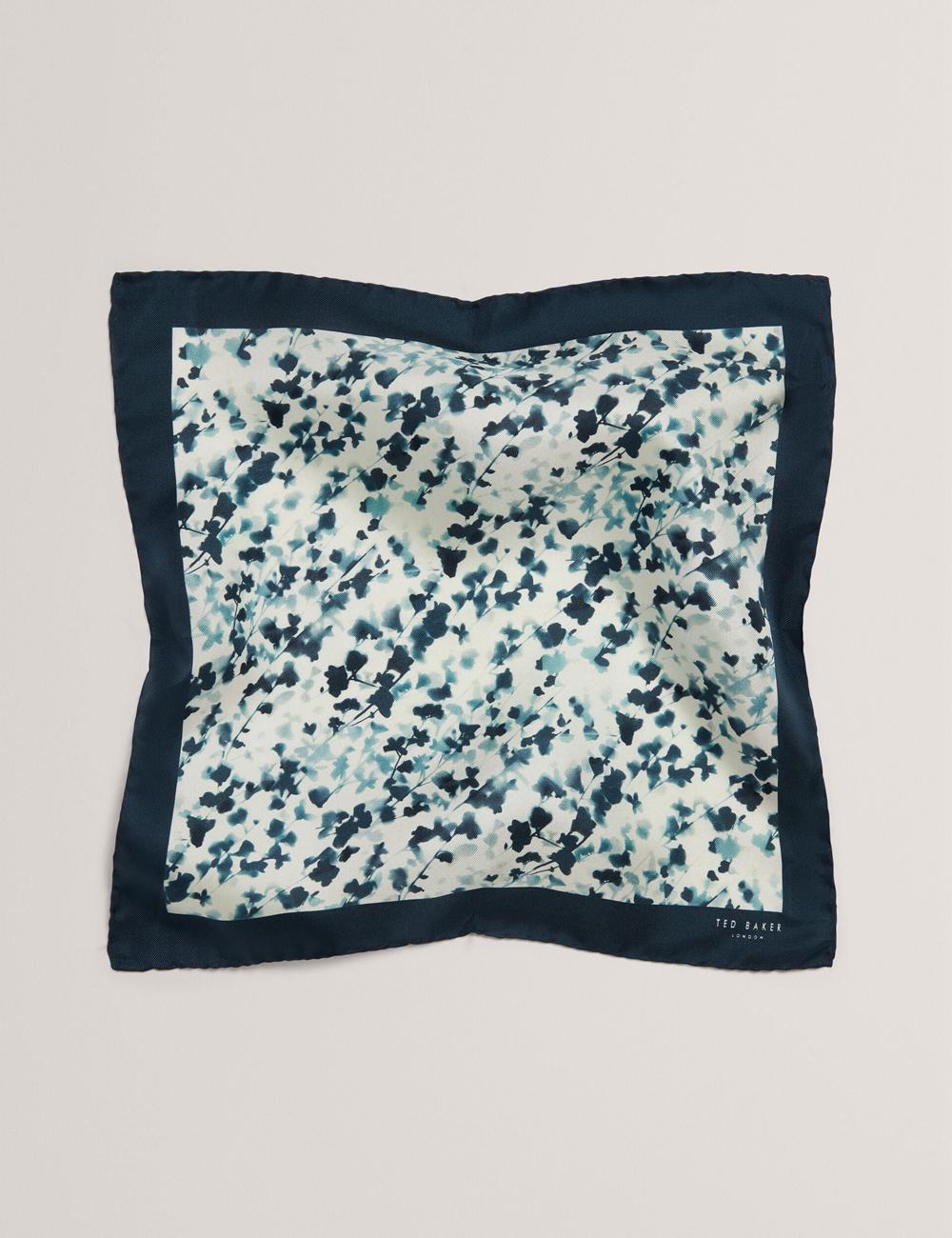 Men Ted Baker ELMSTEP - Blurred Floral Print Silk Pocket Pocket Squares Navy | Australia  27403-EMUF