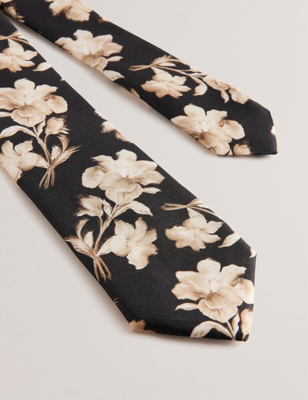 Men Ted Baker GOULDE - Two Tone Floral Print Silk Ties Black | Australia  67219-SZKO