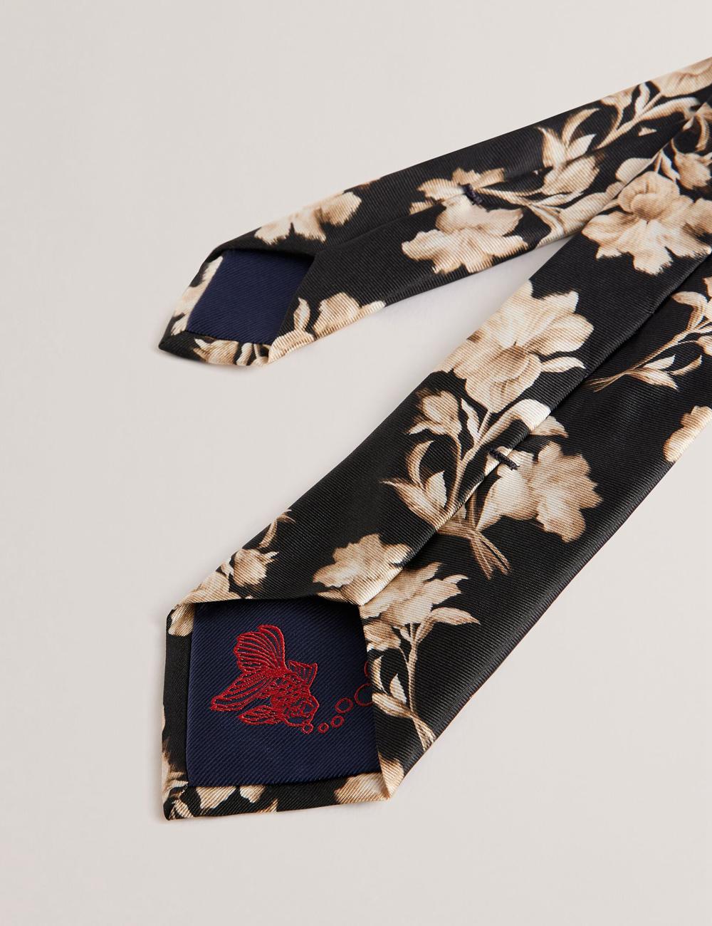 Men Ted Baker GOULDE - Two Tone Floral Print Silk Ties Black | Australia  67219-SZKO