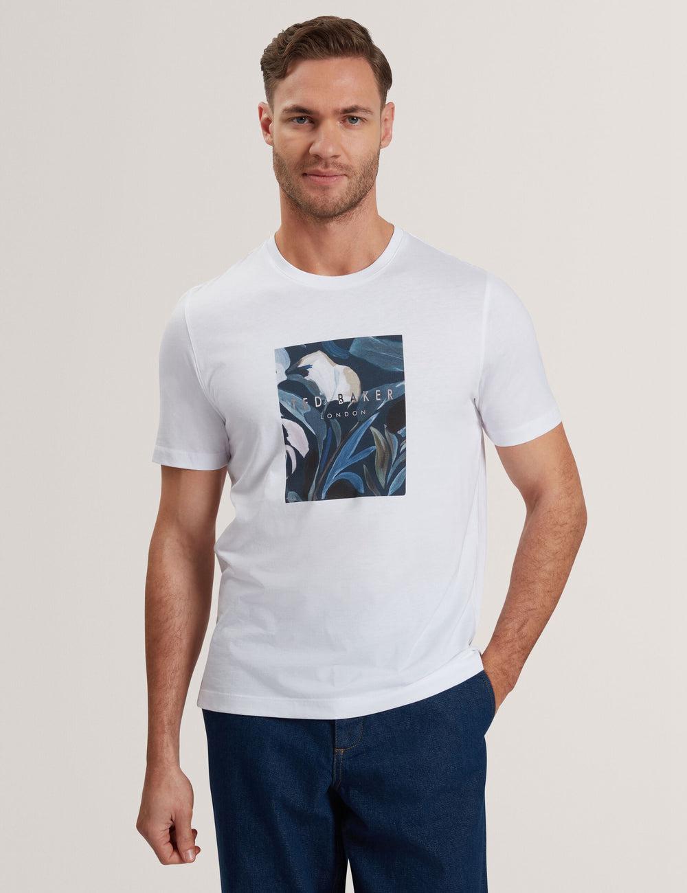Men Ted Baker JUSTINO - Branded Box Print Graphic Cotton T-Shirts White | Australia  72850-SVJL