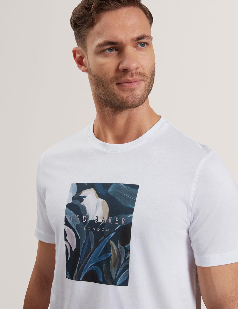 Men Ted Baker JUSTINO - Branded Box Print Graphic Cotton T-Shirts White | Australia  72850-SVJL