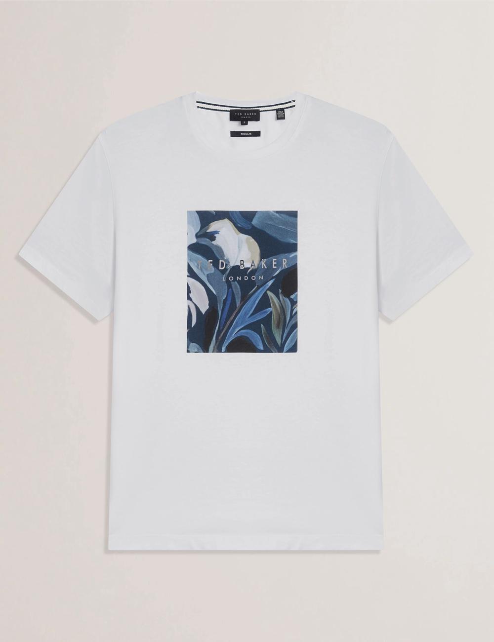 Men Ted Baker JUSTINO - Branded Box Print Graphic Cotton T-Shirts White | Australia  72850-SVJL