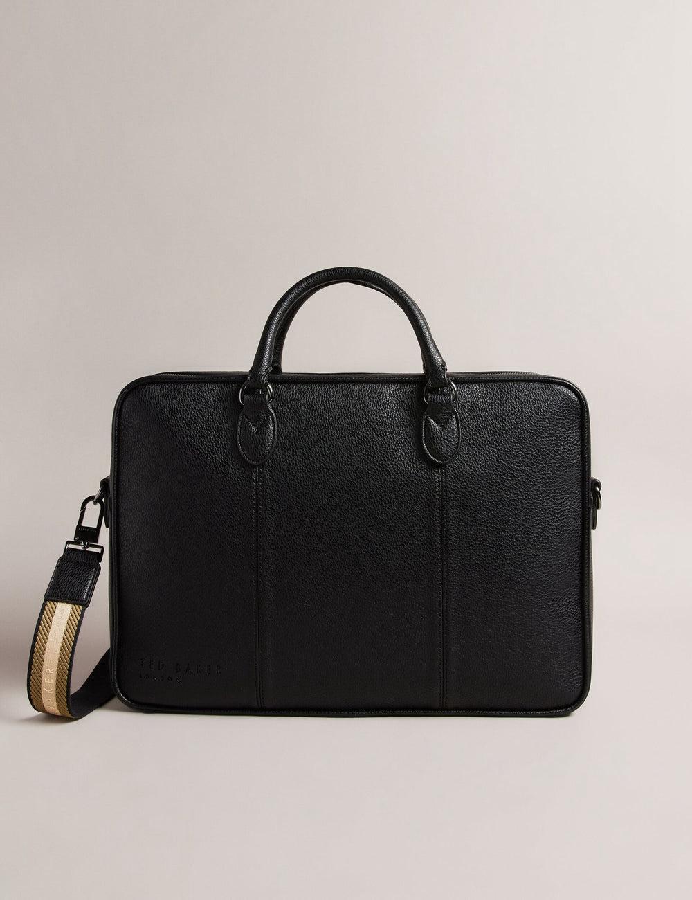 Men Ted Baker KADEN - Branded Webbing PU Leather Document Shoulder Bags Black | Australia  95168-FUNK