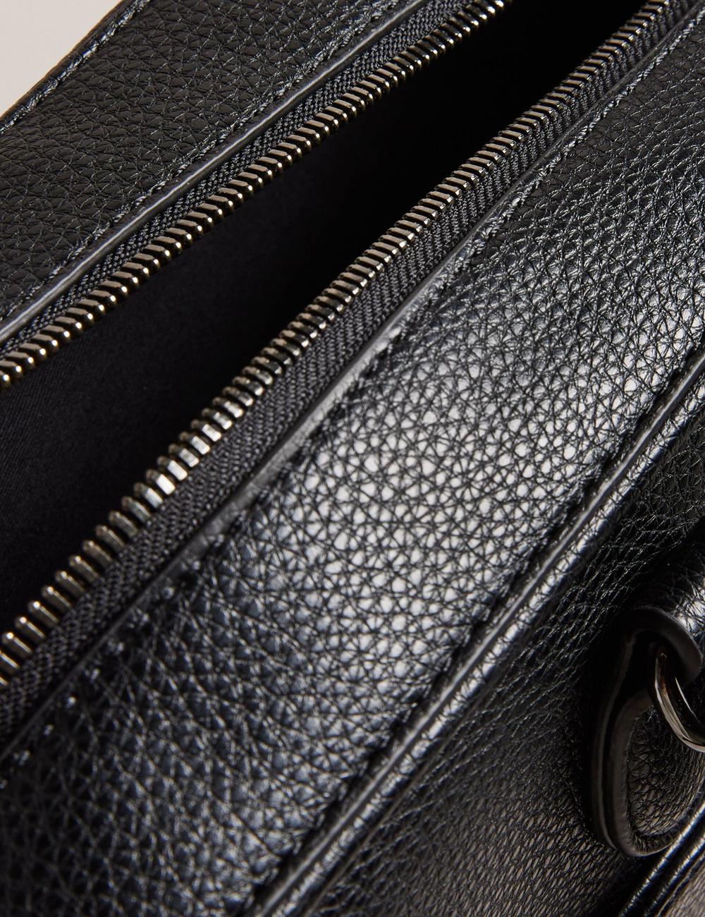 Men Ted Baker KADEN - Branded Webbing PU Leather Document Shoulder Bags Black | Australia  95168-FUNK