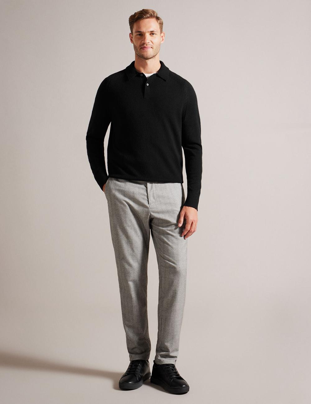 Men Ted Baker KAROLT - Cashmere Knit Long Sleeve Top Jumpers Black | Australia  79641-EPVF