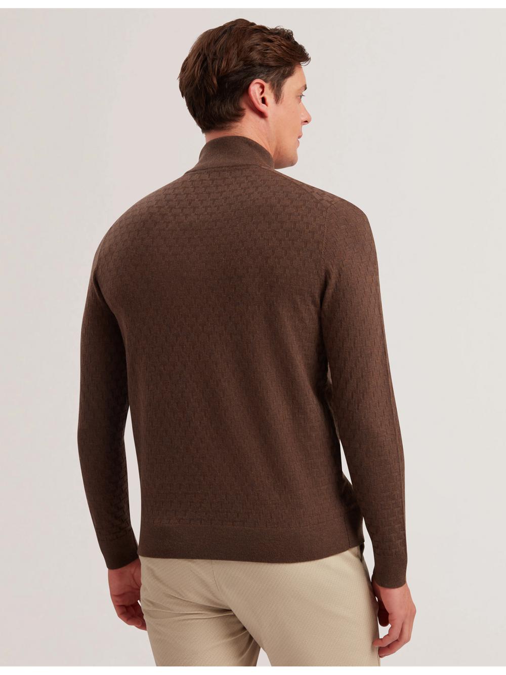 Men Ted Baker KURNLE - T Knit Half Zip Funnel Neck Jumpers Brown | Australia  01475-OQIY