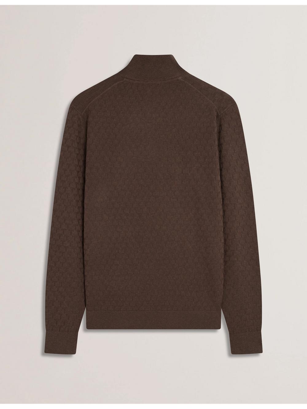 Men Ted Baker KURNLE - T Knit Half Zip Funnel Neck Jumpers Brown | Australia  01475-OQIY