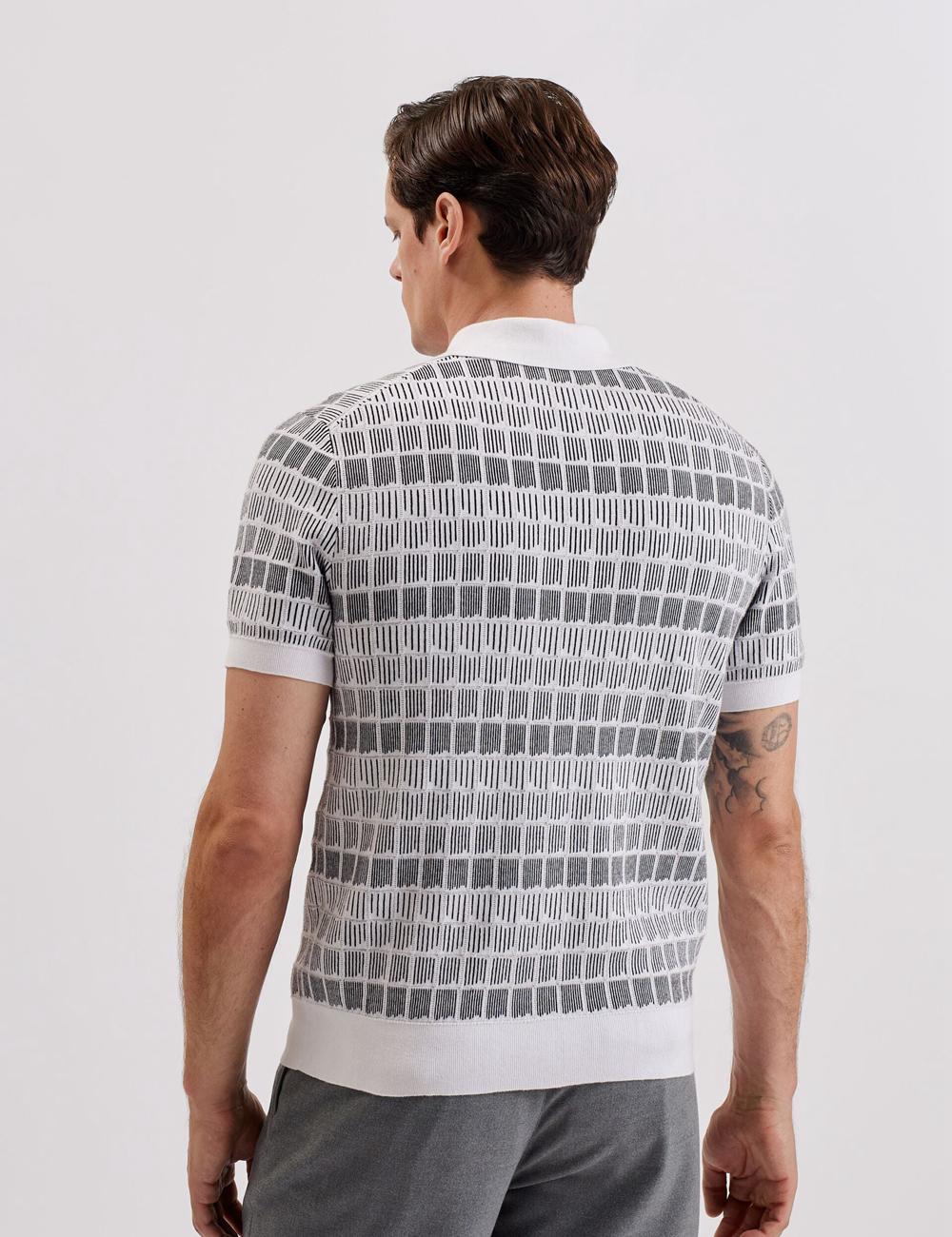 Men Ted Baker LEVERS - Ombre Jacquard Zip Neck Polos Shirts White | Australia  01743-YVUC