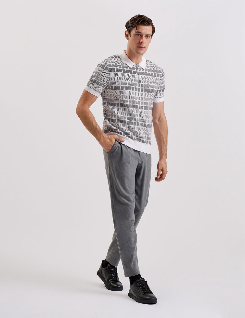 Men Ted Baker LEVERS - Ombre Jacquard Zip Neck Polos Shirts White | Australia  01743-YVUC