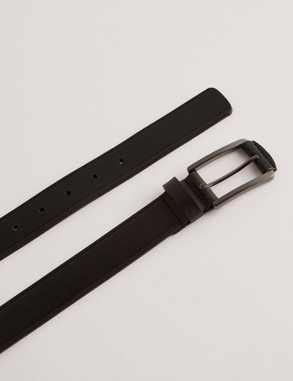 Men Ted Baker LINDED - Debossed Detail Smooth Leather Belts Black | Australia  40681-RBAF