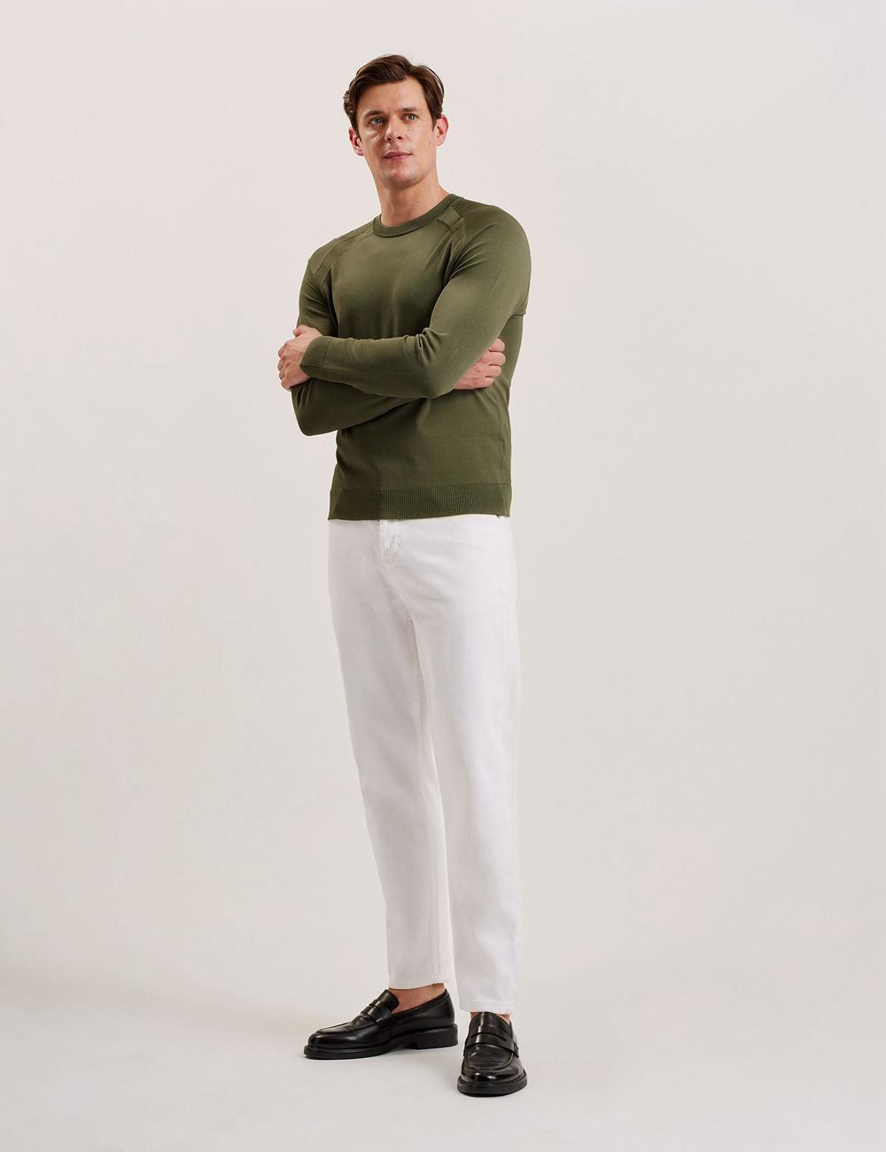 Men Ted Baker MAYWO - Saddle Shoulder Crew Neck Jumpers Khaki | Australia  67042-BLJD