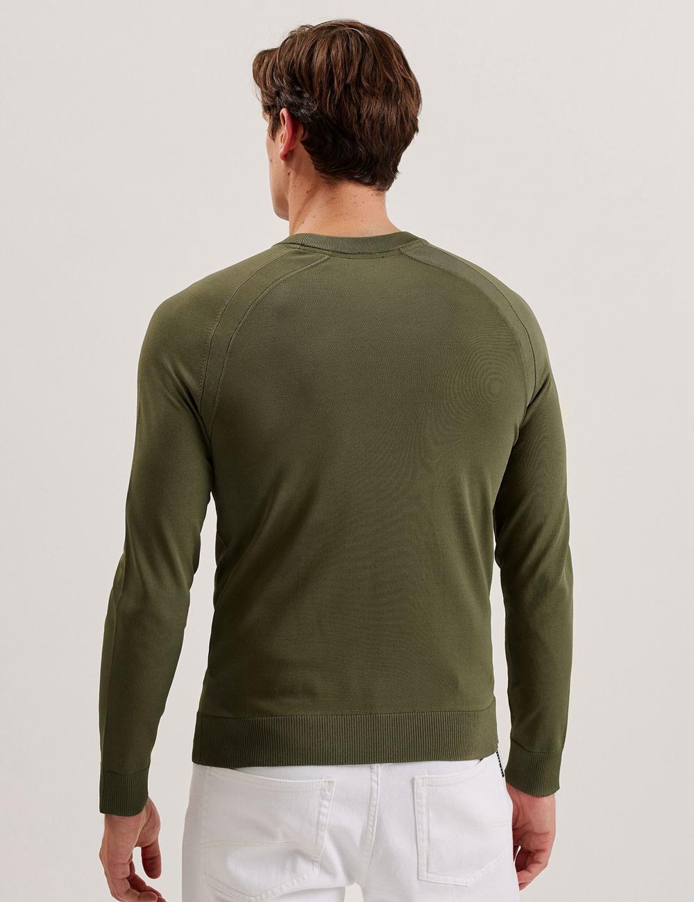 Men Ted Baker MAYWO - Saddle Shoulder Crew Neck Jumpers Khaki | Australia  67042-BLJD