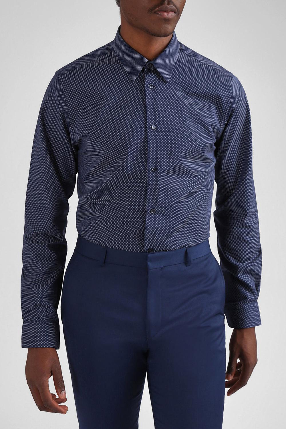 Men Ted Baker ODAIR - Pin Dot Slim Fit Cotton Formal Shirts Navy | Australia  26784-XAHW