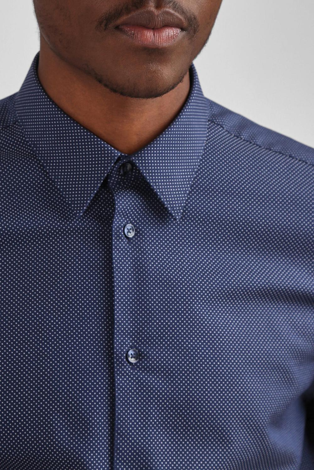 Men Ted Baker ODAIR - Pin Dot Slim Fit Cotton Formal Shirts Navy | Australia  26784-XAHW