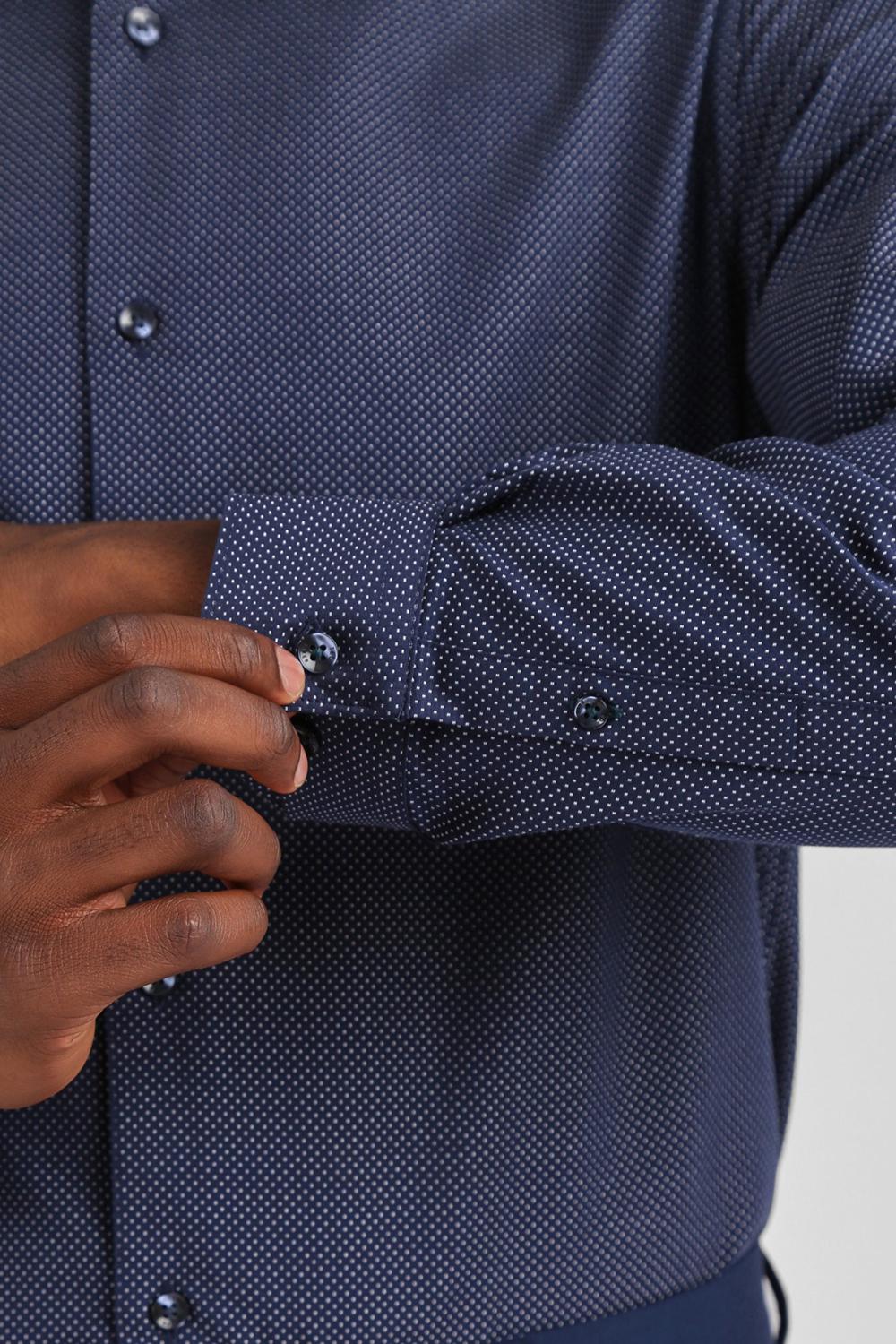 Men Ted Baker ODAIR - Pin Dot Slim Fit Cotton Formal Shirts Navy | Australia  26784-XAHW