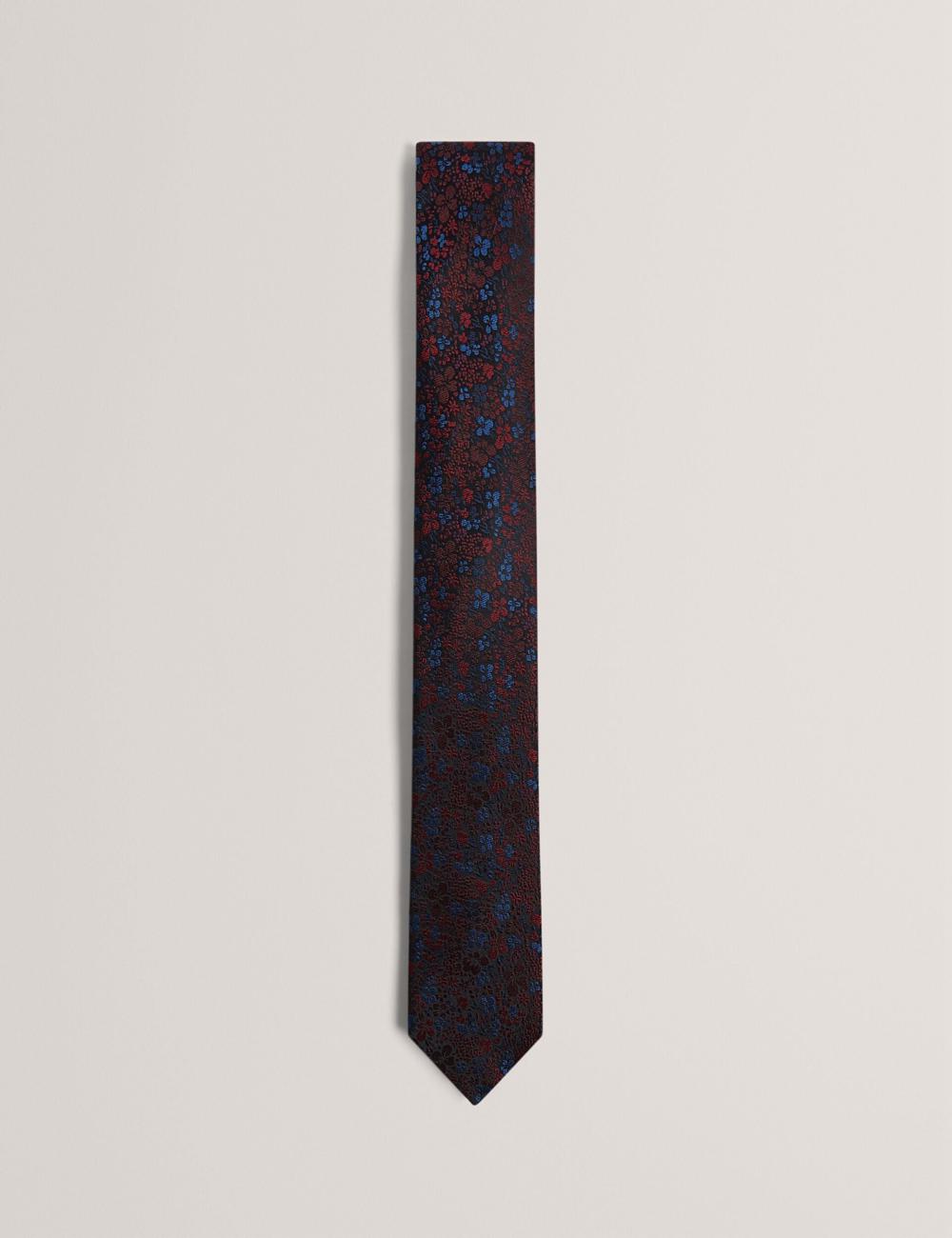 Men Ted Baker PEATYS - Scattered Floral Print Silk Ties Black | Australia  32674-RQEM