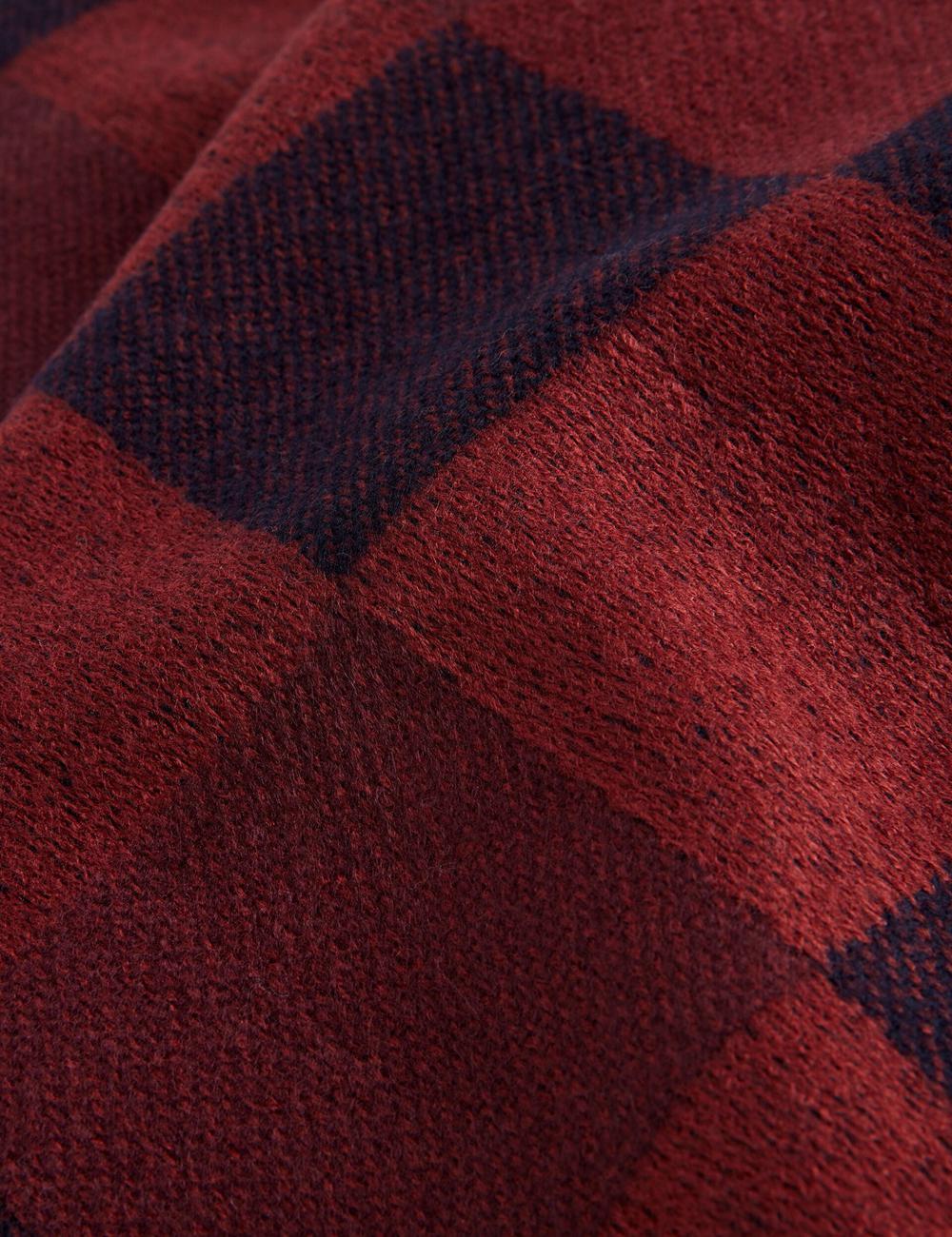 Men Ted Baker PETERRR - Block Check With Fringe Trim Woven Scarves Oxblood | Australia  74305-GLMF