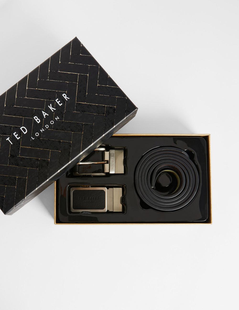 Men Ted Baker RATE - Faux Leather Belt Gift Set Belts Black | Australia  58472-FISE