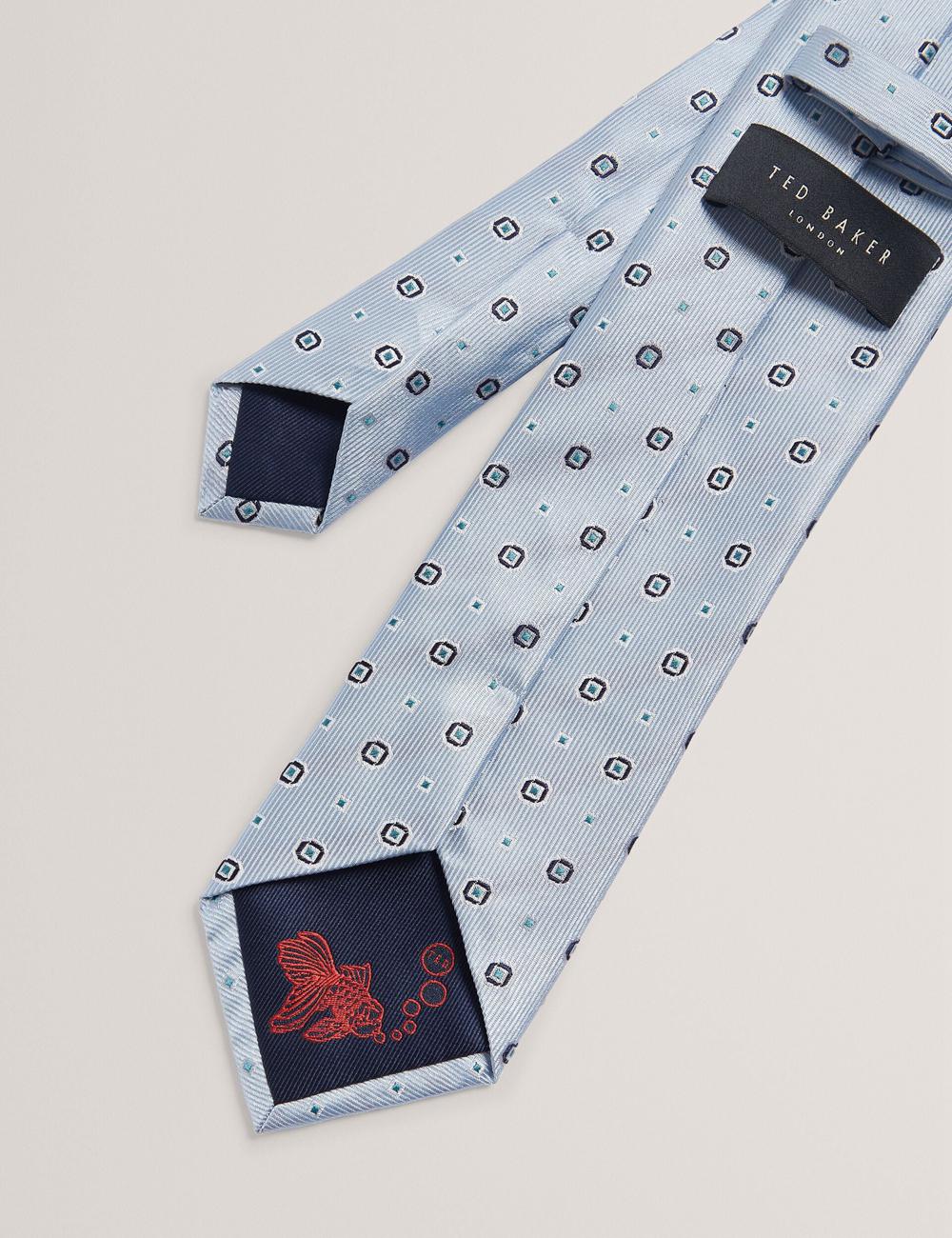 Men Ted Baker STEEPLE - Circle Geometric Print Silk Ties Lt-Blue | Australia  84529-QZFC