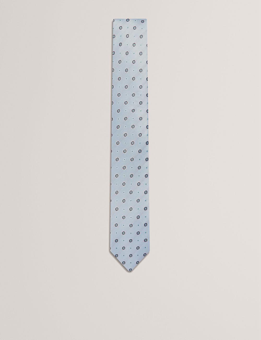Men Ted Baker STEEPLE - Circle Geometric Print Silk Ties Lt-Blue | Australia  84529-QZFC