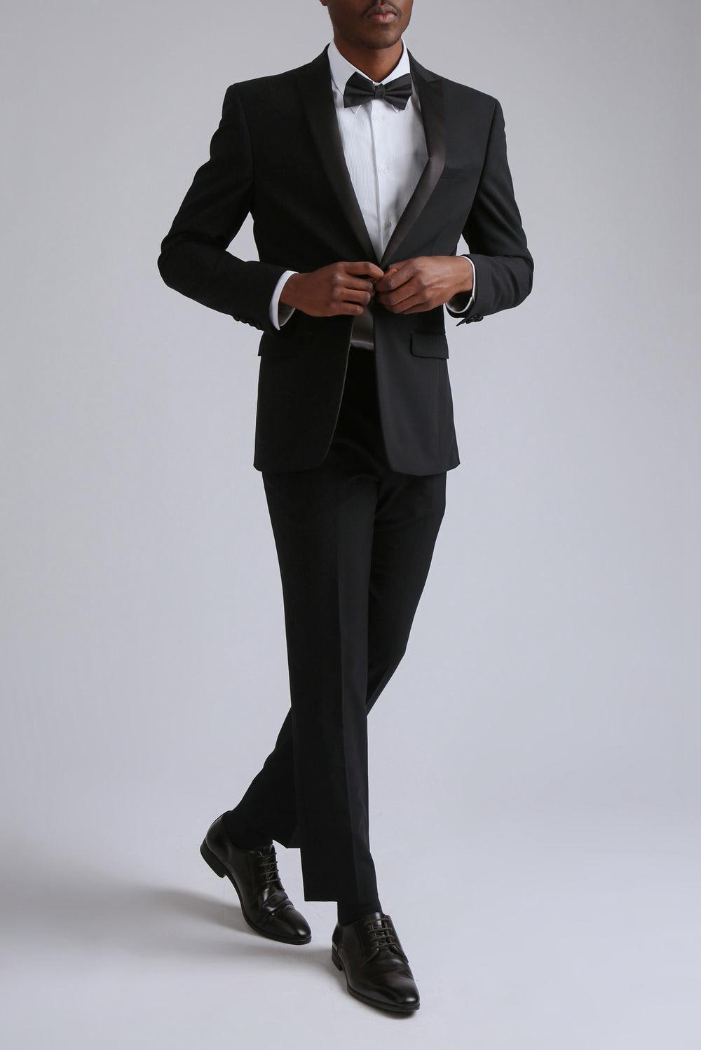 Men Ted Baker TUXEDO SLIM TS - Slim Fit Black Tuxedo Suit Trousers Black | Australia  67392-ZVGB