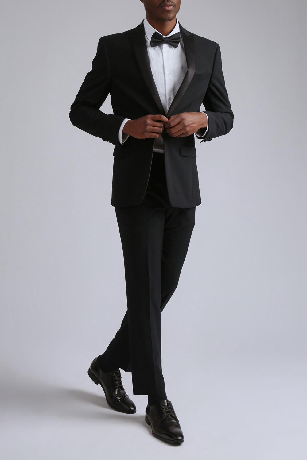 Men Ted Baker TUXEDO SLIM TS - Slim Fit Black Tuxedo Suit Trousers Black | Australia  67392-ZVGB