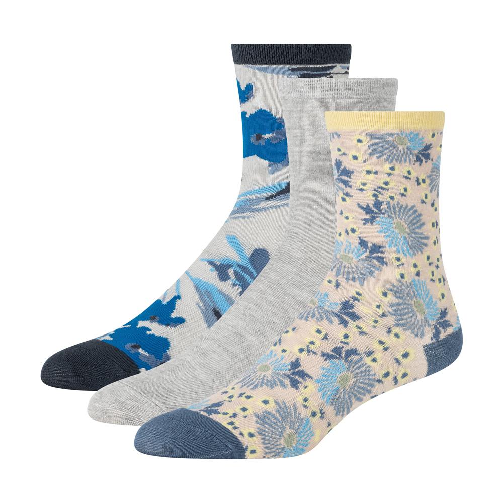 Women Ted Baker 3 Pack Mixed Floral Rayon Crew Socks Blue | Australia  68473-IAHG