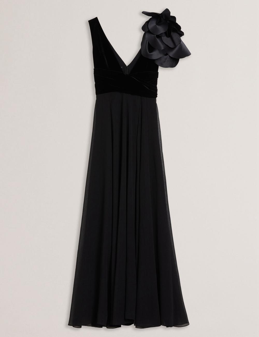 Women Ted Baker BEIRA - Corsage Plunge Neck Sleeveless Maxi Dresses Black | Australia  92478-HGPV