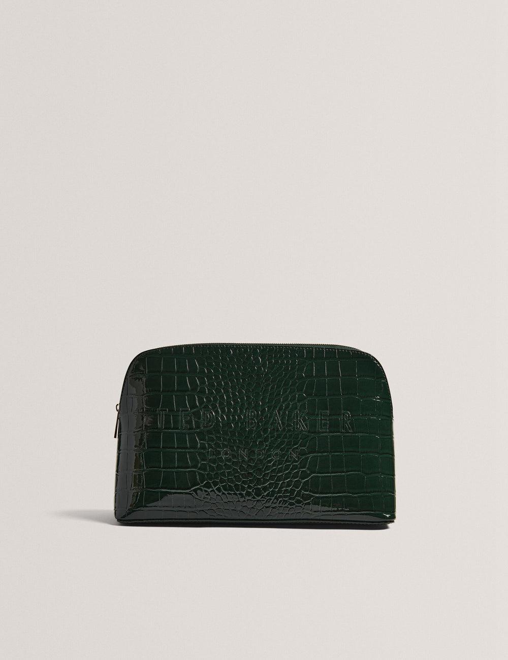 Women Ted Baker CROCANA - Croc Texture Faux Leather Wash Bags Mid-Green | Australia  75968-DFGQ