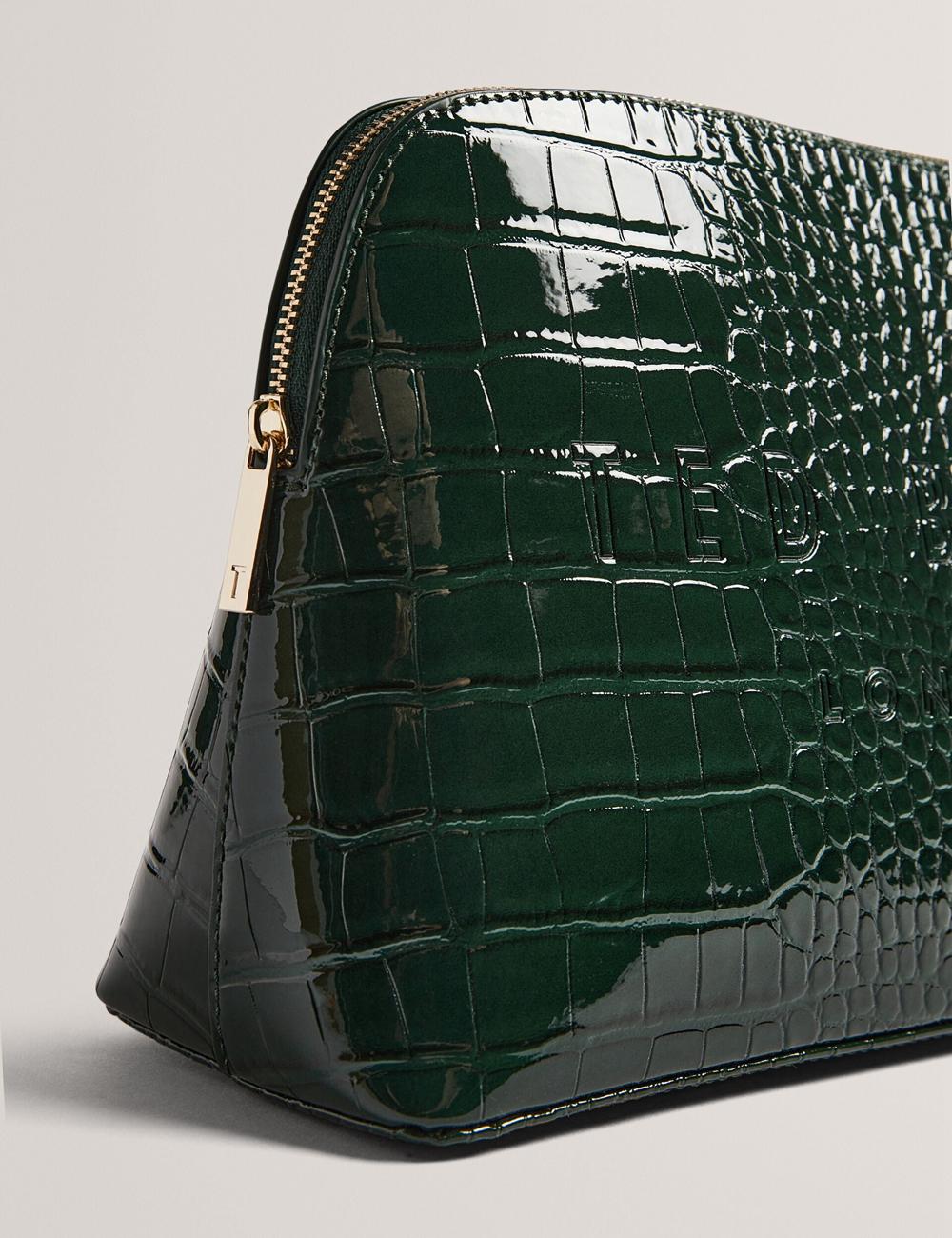 Women Ted Baker CROCANA - Croc Texture Faux Leather Wash Bags Mid-Green | Australia  75968-DFGQ