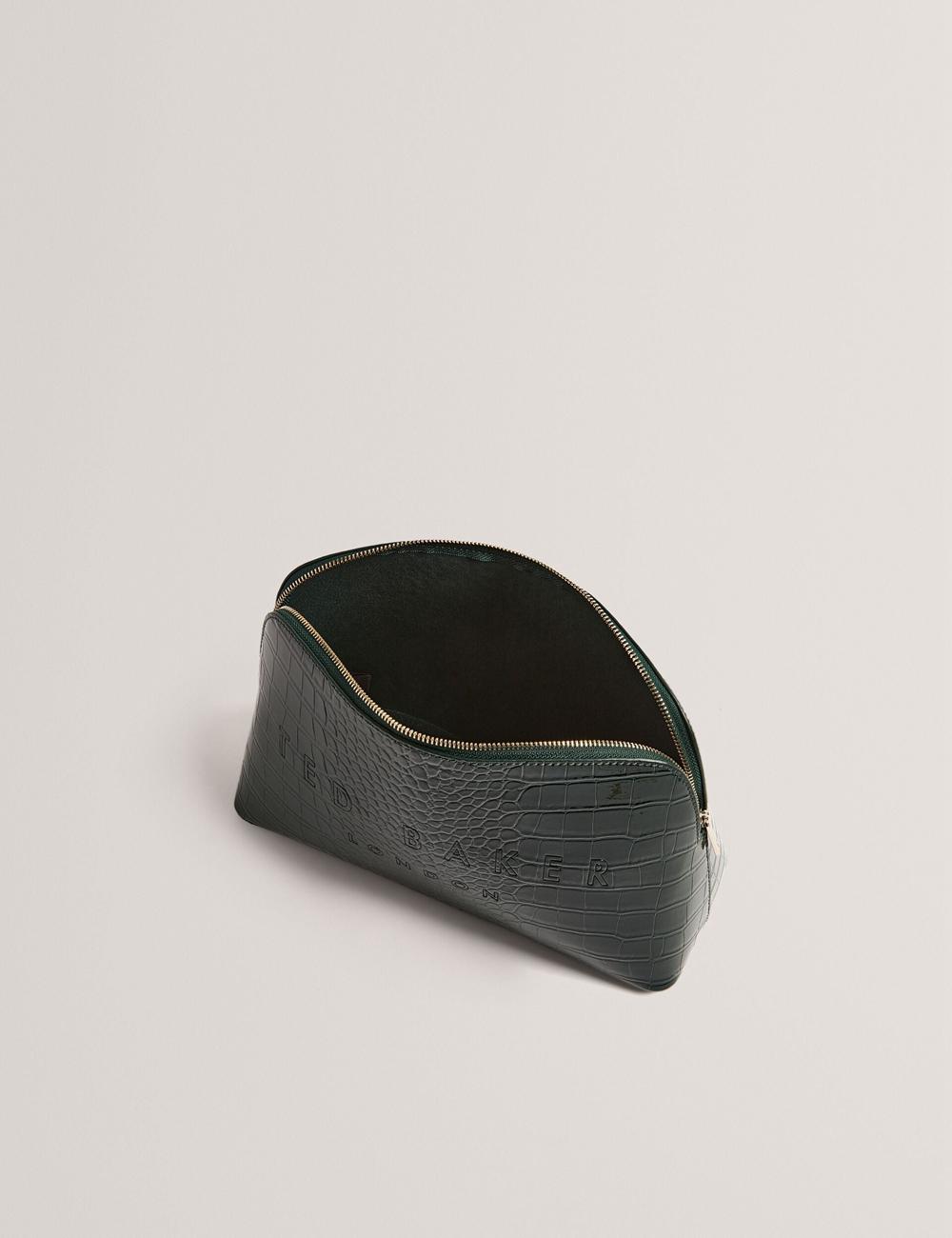 Women Ted Baker CROCANA - Croc Texture Faux Leather Wash Bags Mid-Green | Australia  75968-DFGQ