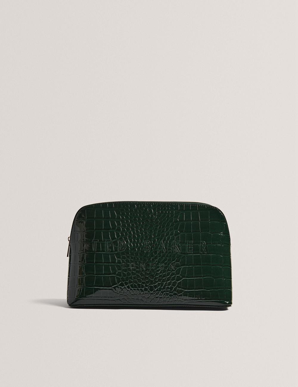 Women Ted Baker CROCANA - Croc Texture Faux Leather Wash Bags Mid-Green | Australia  75968-DFGQ