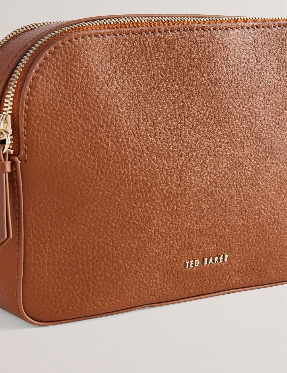 Women Ted Baker DARCELO - Leather Double Zip Crossbody Camera Camera Bag Brown | Australia  32610-PIUQ