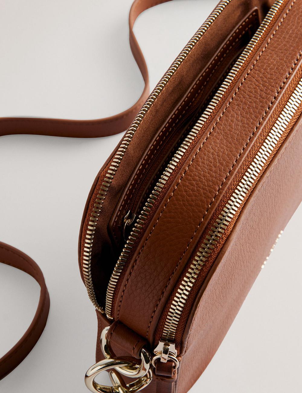 Women Ted Baker DARCELO - Leather Double Zip Crossbody Camera Camera Bag Brown | Australia  32610-PIUQ
