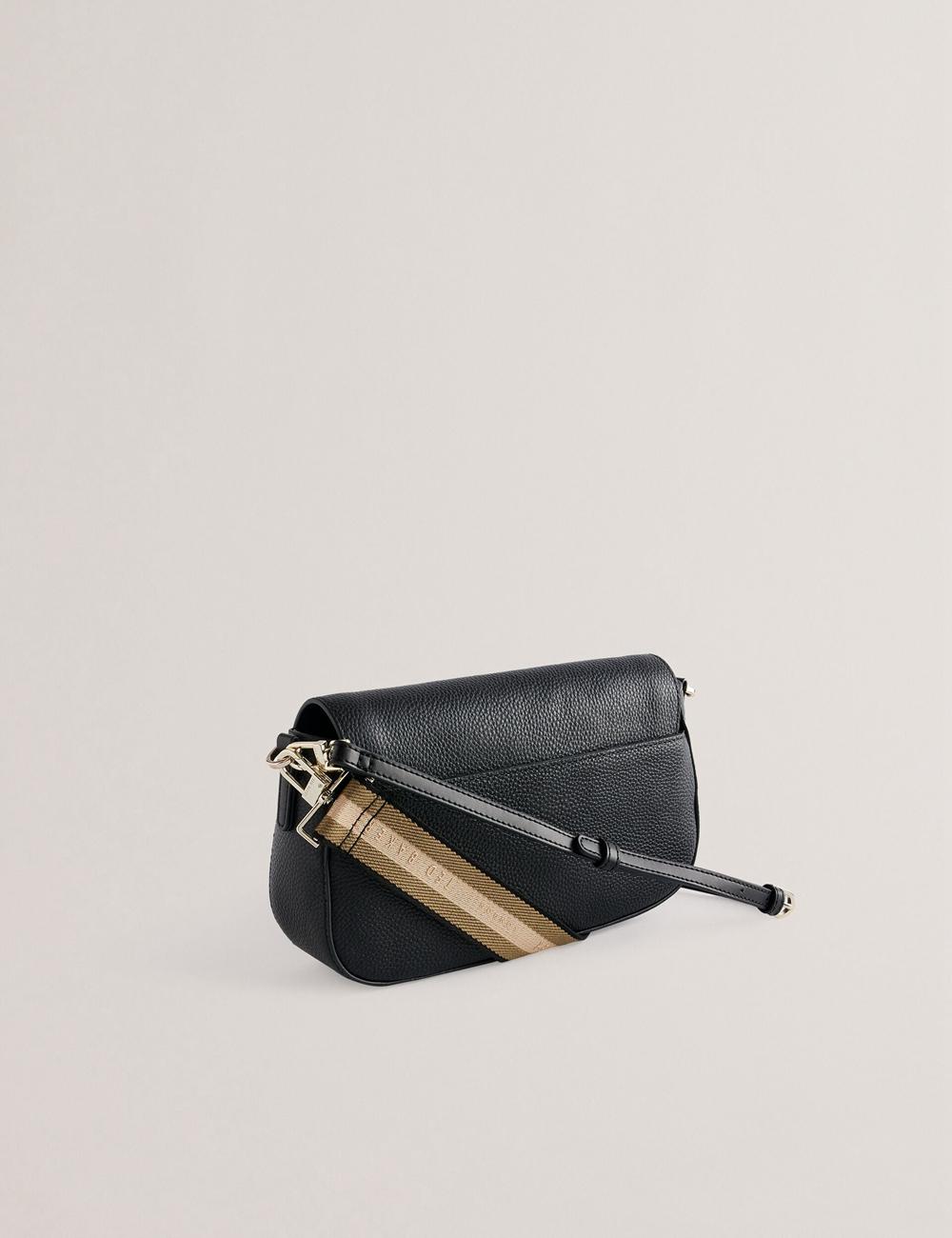 Women Ted Baker DARILIE - Leather Webbing East West Satchel Satchel Bags Black | Australia  56102-JCQX