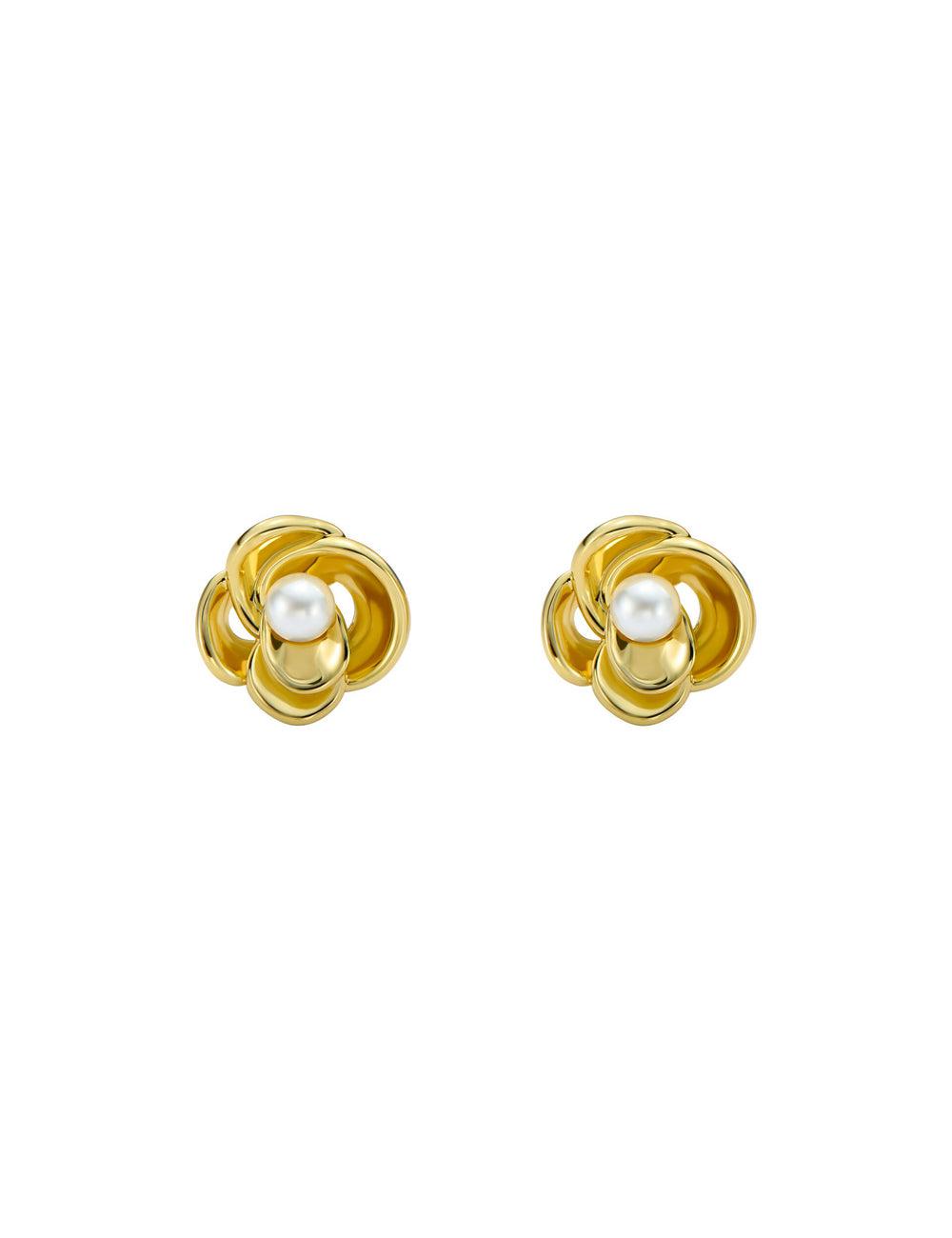 Women Ted Baker FLO - Pearl Flower Stud Earrings Gold | Australia  84295-FIYO