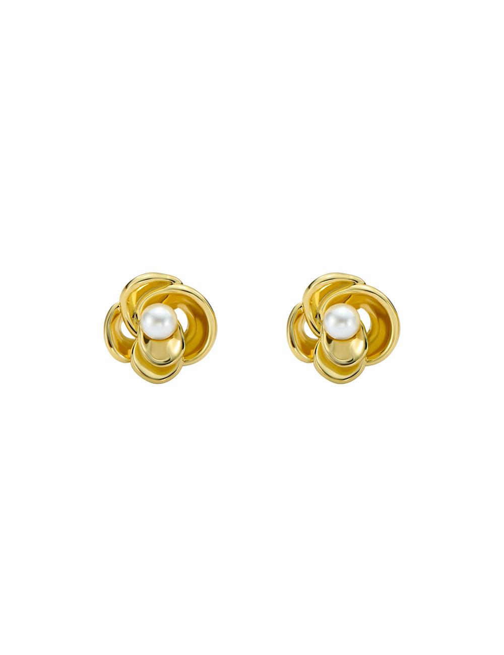 Women Ted Baker FLO - Pearl Flower Stud Earrings Gold | Australia  84295-FIYO