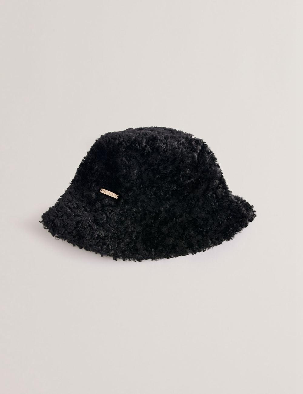 Women Ted Baker FLUFFYI - Faux Shearling Wide Brim Bucket Hats Black | Australia  93540-TYZR