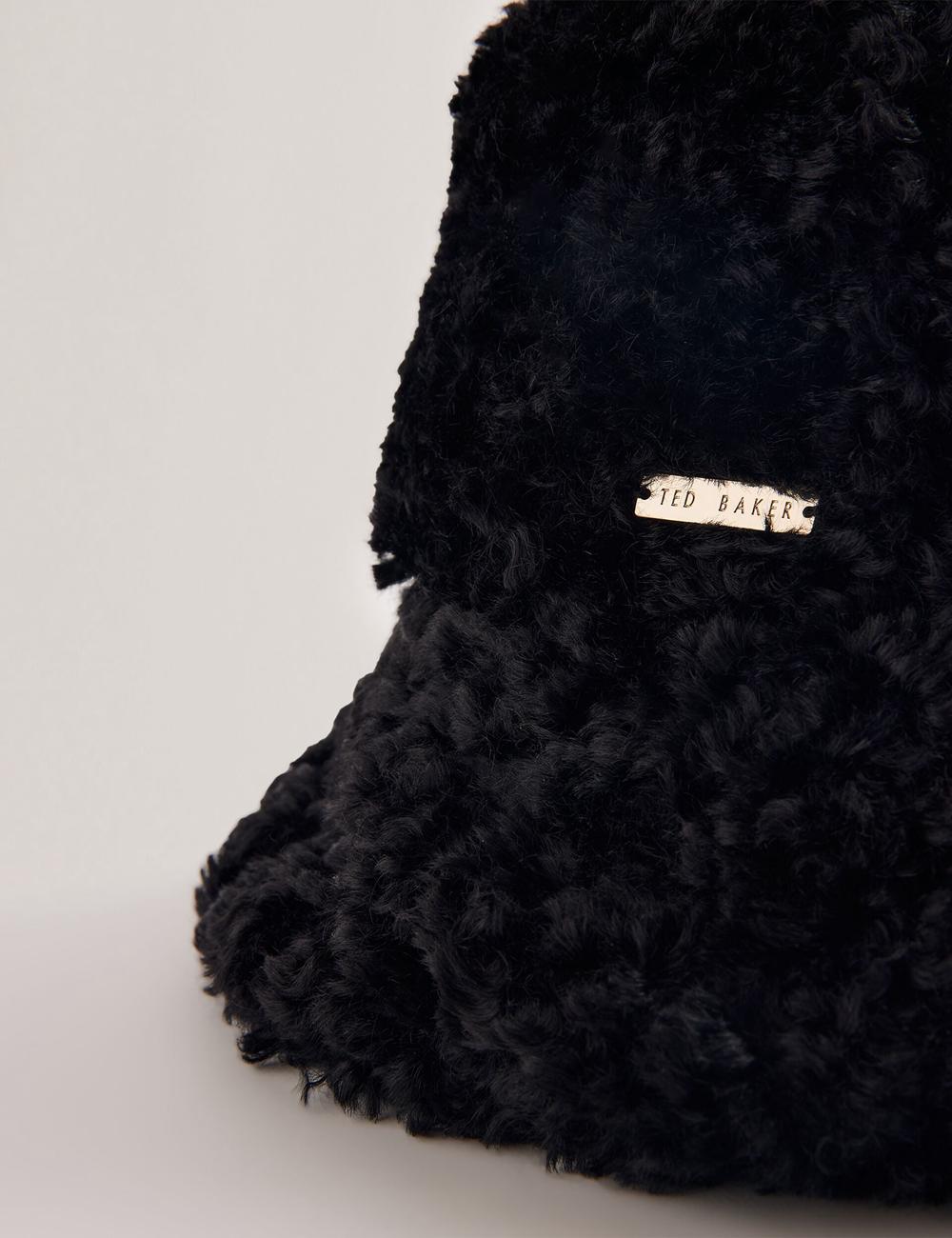 Women Ted Baker FLUFFYI - Faux Shearling Wide Brim Bucket Hats Black | Australia  93540-TYZR