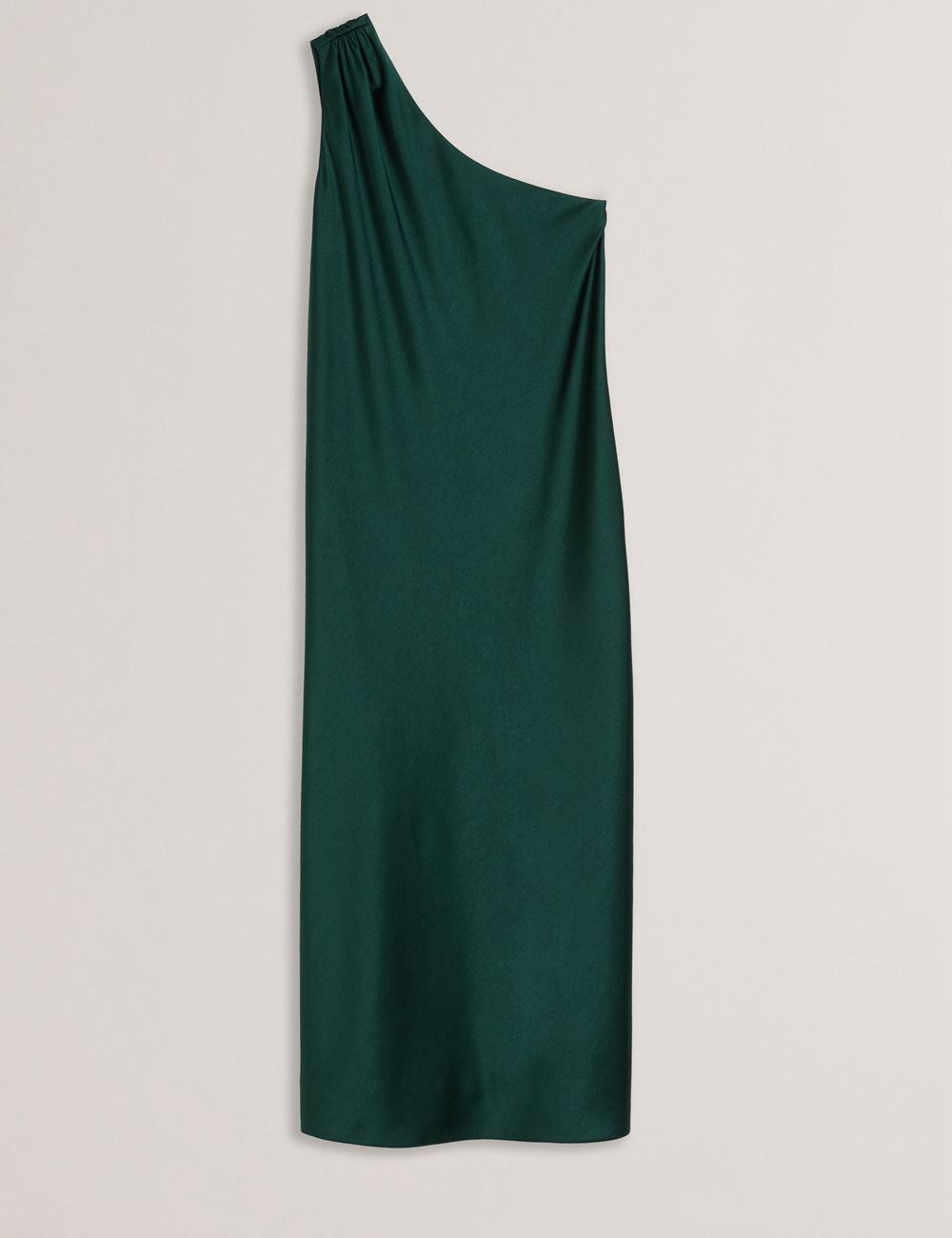 Women Ted Baker MELGAR - Satin One Shoulder Midi Dresses Dk-Green | Australia  17385-VXNY