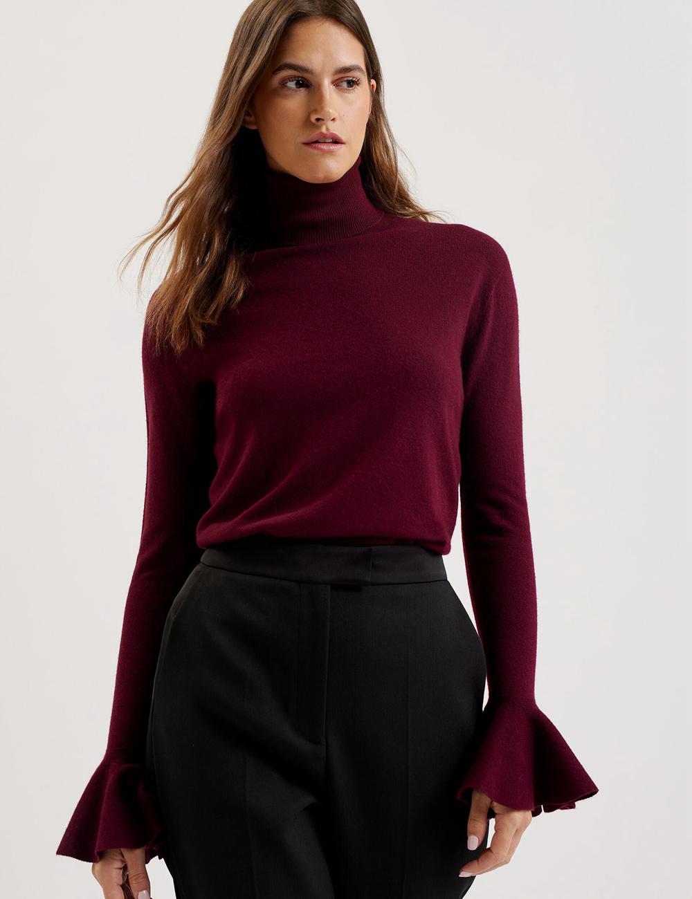 Women Ted Baker TAMSENN - Roll Neck Wool Cashmere Jumpers Red | Australia  97814-FHTA